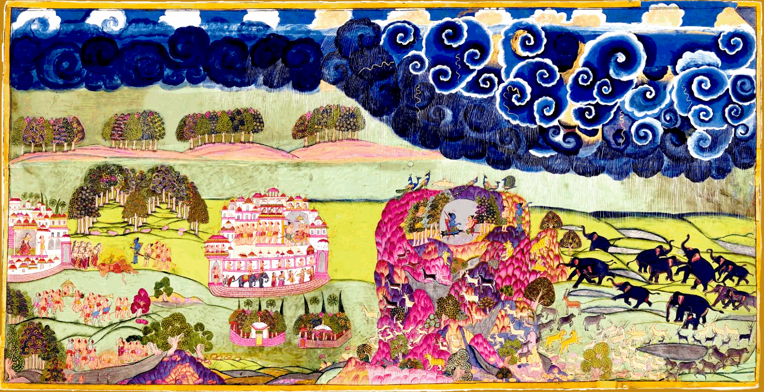 Garden and Cosmos - Death of Vali; Rama and Lakshmana wait out of the monsoon